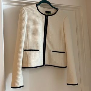 Ann Taylor white blazer with black trim